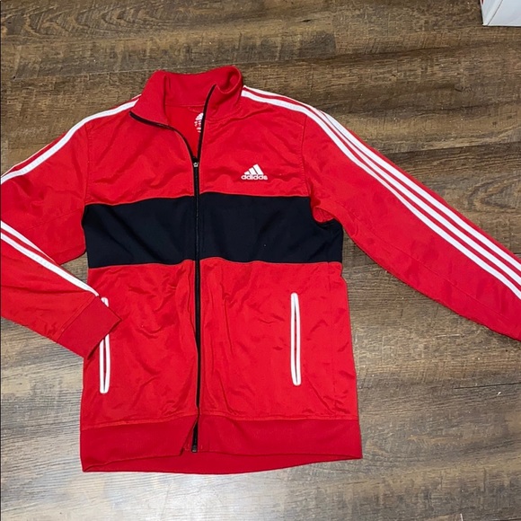 red adidas warm up suit
